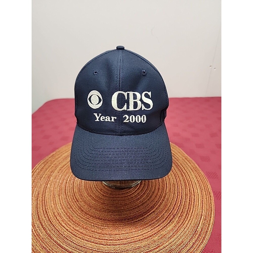 Vintage CBS News Reporter Ball Cap Embroidered Logo Snapback Navy Year 2000 Y2K